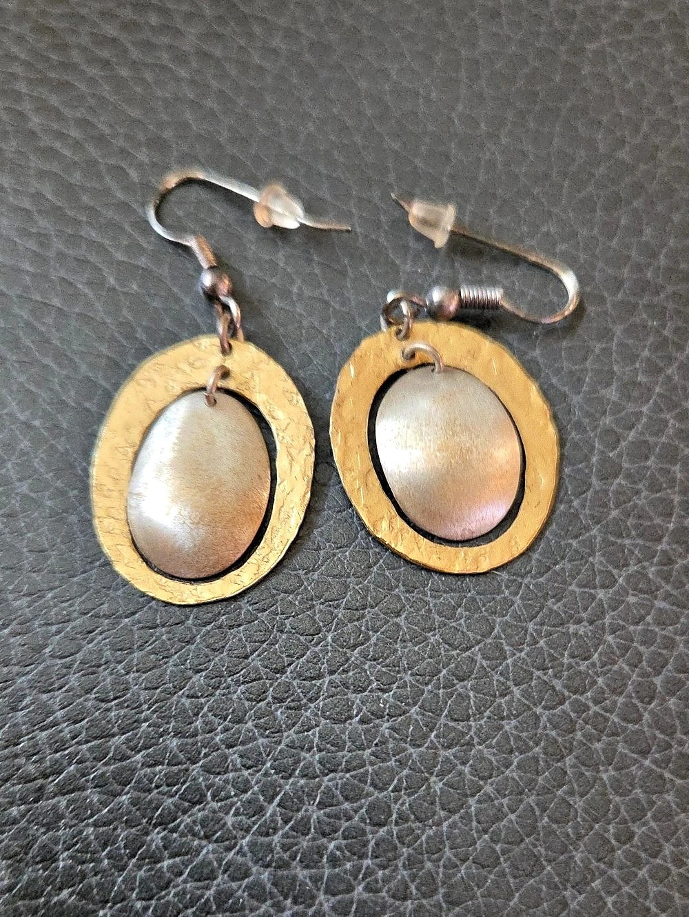 Gold & Silver Oval Dangle Earrings